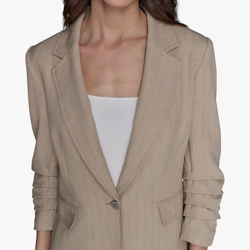 Karl Lagerfeld Beige Pinstripe Jacket - Picture 9 of 9